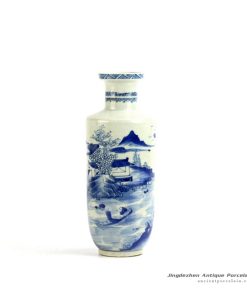 RYXN17-OLD_Hand painted river Chinese farmhouse pattern charming crockery vase