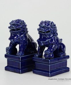 RYXP21-B-old_ Craig blue ceramic lion statue
