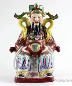 RYXZ14_Bright famille rose colored Jingdezhen China style the God of wealth figurine