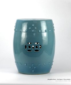 RYYV01-B_Green blue color small crackle glaze ceramic veranda stool