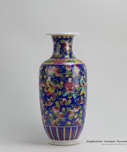 RYZG07_H16.3 Jingdezhen hand painted blue pink fruit and children design porcelain famille rose vase