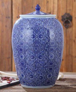 RZAP03-B_Blue and white moistureproof oil barrel ceramic huge jar