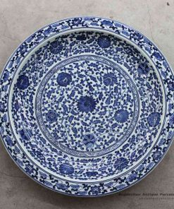 RZBD01_Blue and white hand painted floral porcelain plate