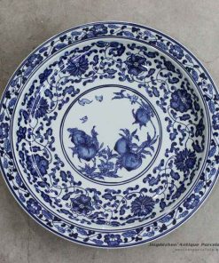 RZBD03_Blue and white peach design hand painted porcelain plate