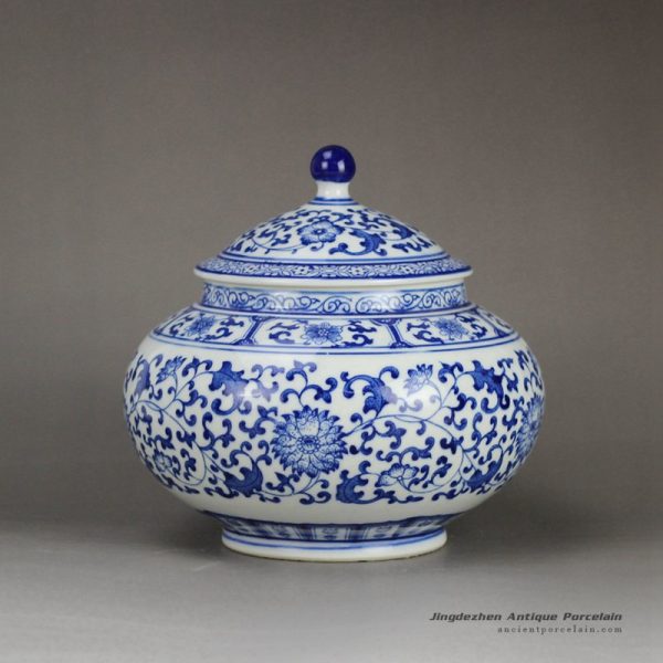 RZBG03-B_Japanese style connoisseur collection hand paint cornflower pattern porcelain tea jar