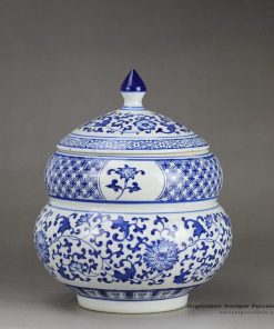 RZBG07-B_Round belly calabash design Japan style blue and white hand paint porcelain candle jar