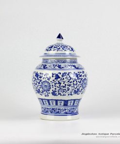 RZBG12_Hand paint blue and white hand paint floral pattern ceramic food jar