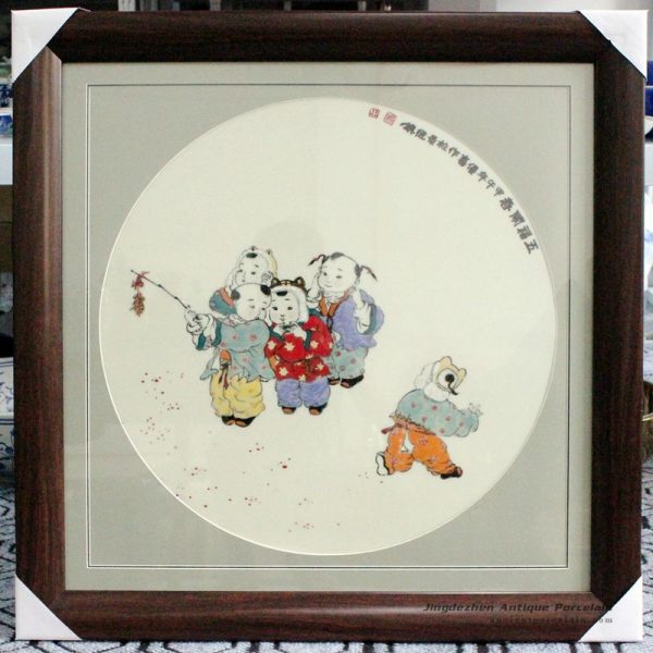 RZBI08_27.5″ Jindezhen Porcelain Wall Decor., Hand painted children design