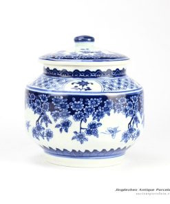 RZBV03_Butterfly loves the flower pattern traditional style home porcelain cookie jar