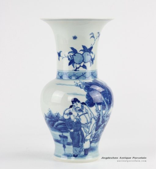 RZCC06_Art decor phoenix tail shape large open top hand paint China life style pattern ceramic vase