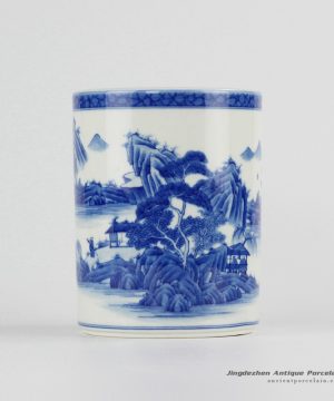 RZCC07_blue and white scenic design hand paint ceramic pot