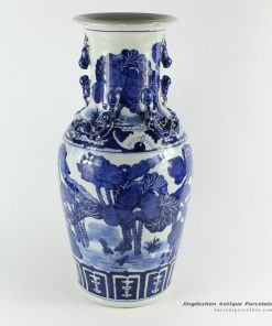 RZCM04_16.5 inch Chinese Blue and White Lotus Vase