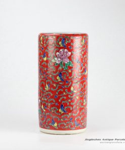 RZCX01-A_Famille rose hand paint multi-color butterfly floral pattern porcelain umbrella stands