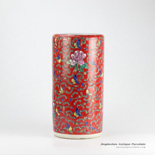 RZCX01-A_Famille rose hand paint multi-color butterfly floral pattern porcelain umbrella stands