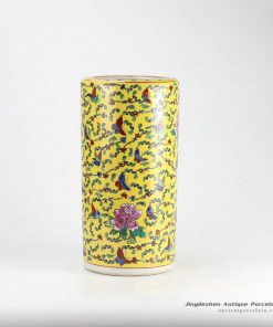 RZCX01-C_Famille rose hand paint multi-color butterfly floral pattern porcelain umbrella stands