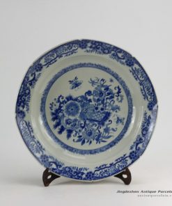 RZDA08_D15.6″ Hand Painted Blue White Flower Plate