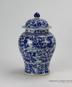 RZDA11_H13.7inch Hand painted blue and white temple jars