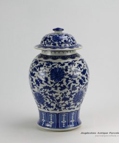 RZDA17_H17 inch Hand Painted Blue White Floral Ginger Jars