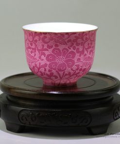 RZDD07_Hand needle painted Jingdezhen porcelain tea cups red