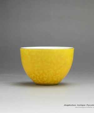 RZDD08-B_Hand needle painted Jingdezhen porcelain tea cups yellow
