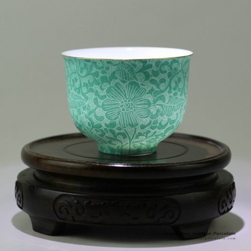 RZDD09_Hand needle painted Jingdezhen porcelain tea cups blue