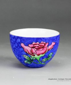 RZDD10-B_Hand needle painted Jingdezhen porcelain tea cups blue glaze