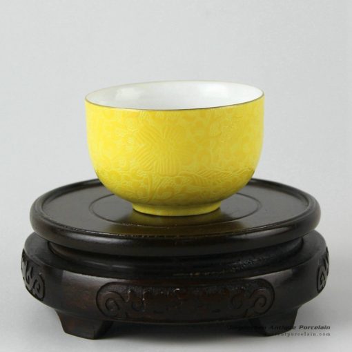 RZDD11_Hand needle painted Jingdezhen porcelain tea cups yellow