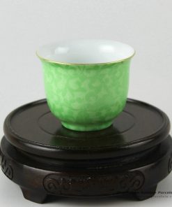 RZDD13_Hand needle painted Jingdezhen porcelain tea cups green
