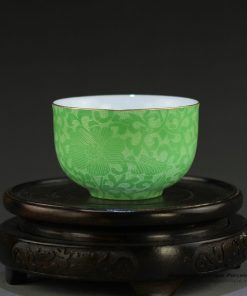 RZDD14_porcelain needle painting tea cups green