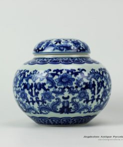 RZDD19_Blue and white ceramic tea jar hand painted teaware