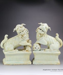 RZEI01_11″ Pair of Jingdezhen porcelain foo dog statue