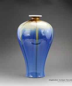 RZEK02_13.6″ Jingdezhen Transmutation glazed porcelain vase blue Mei shape