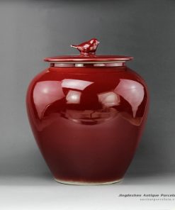 RZEQ01_12.5″ Red bird lid Ceramic Jar