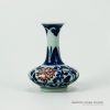 RZEV01-C_Hand paint blue and white under-glaze red floral pattern antique chinese porcelain small vase