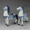 RZEW02_Hand painted blue and white ceramic horse sculpture