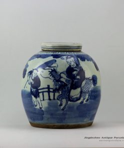RZEY01_ Blue and white jars figure design flat top lid
