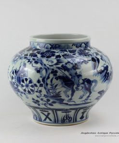 RZEZ02-E_14.5″ Guigu zi design blue and white Ming reproduction Porcelain Jars