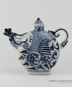 RZEZ06_10.5″ Ming Reproduction blue and white phoenix head Porcelain pots