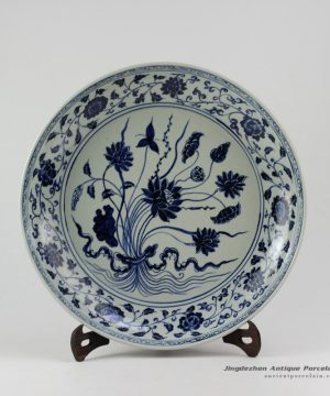RZEZ09-D_Hand painted Ming Reproduction blue and white floral Porcelain plates