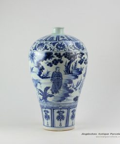 RZEZ14_17″ High quality Ming Reproduction blue and white Mei vase Xiaohe chase Hanxin design