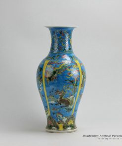 RZFA02_H17.7″ Jingdezhen Famille rose porcelain vases; hand painted animal design