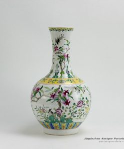 RZFA06_H16.5Inch Jingdezhen hand painted Famille rose pomegrante design porcelain vase