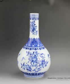 RZFD01_14.5″ Jingdezhen Qing dynasty Kangxi period reproduction Bright Blue White Peach design Porcelain Vases
