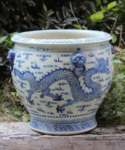 RZFH03-C_Hand paint blue and white flying dragon pattern wholesale ceramic large garden pots