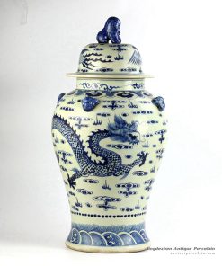 RZFH06_Antique design hand paint dragon phoenix pattern lion knob lid ceramic ginger jar
