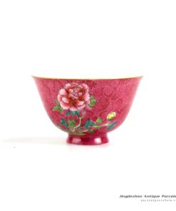 RZFK03_Hand made needle painting red glaze and flower pattern tea cup