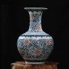 RZFQ03-C_Chinese style blue and white vase with red flower pattern for export