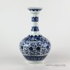 RZFU02_Bamboo joint design wide curled rim blue and white floral porcelain vase made in China