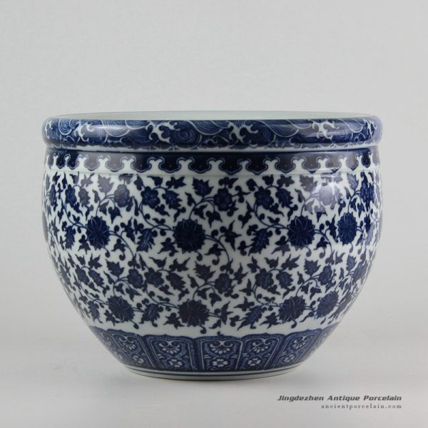 RZFU09-A_Blue and white manufacturer outlet floral ceramic planter