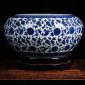 RZFU12-C_Blue and white floral ceramic fish pond pot